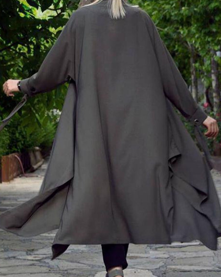 مانتو نخی بلند خاکستری